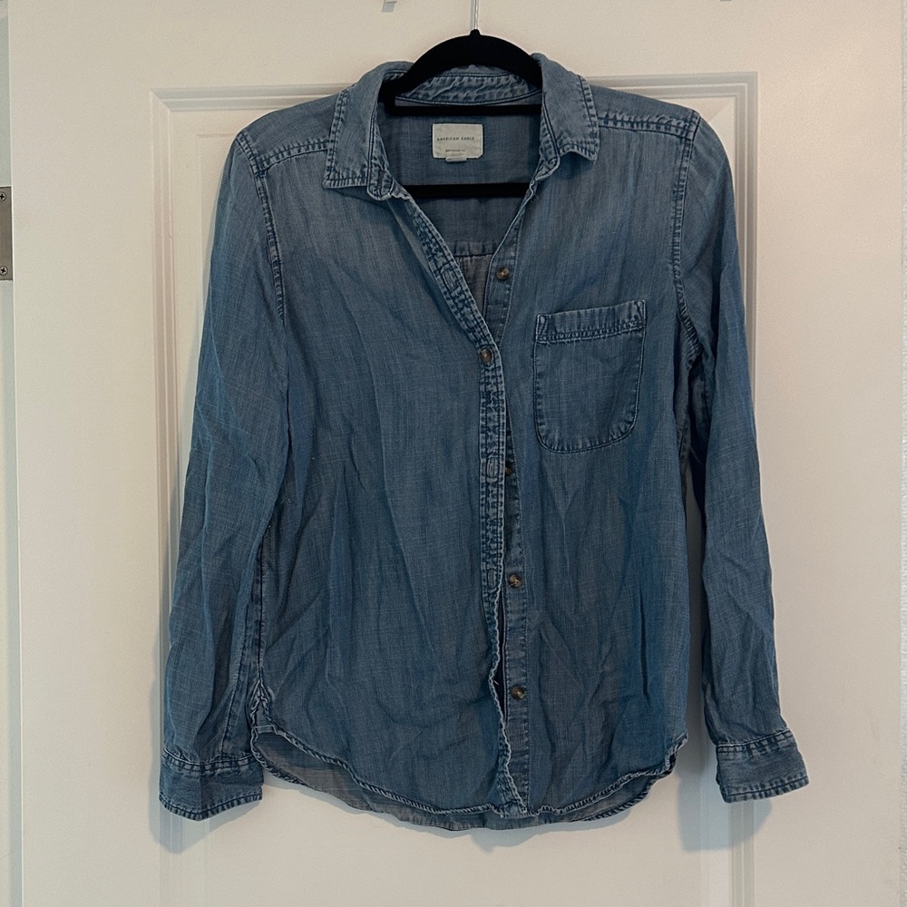 American Eagle Outfitters Light Blue Denim Shirt